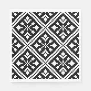 Black and White Christmas Snowflakes Pattern Napkin