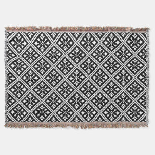 Black and White Christmas Snowflakes Pattern Throw Blanket