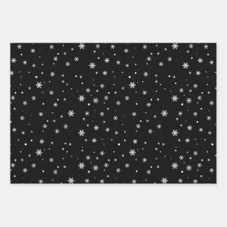 Black and White Christmas Snowflakes Wrapping Paper Sheet