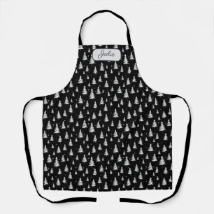 Black and White Christmas Tree Apron