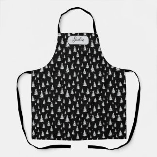 Black and White Christmas Tree  Apron