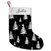 Black and White Christmas Tree Christmas Stocking
