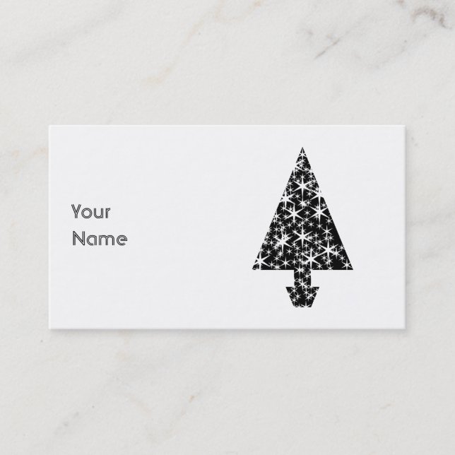 Black and White Christmas Tree Design. Business Card (Front)