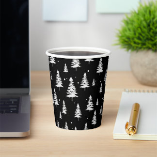 Black and White Christmas Tree Paper Cups