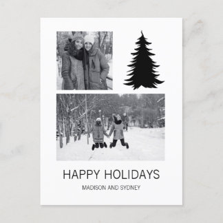 Black and White Christmas Tree Photo Holiday Postcard