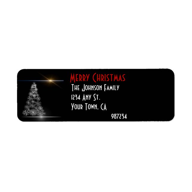 Black and White Christmas Tree Return Address (Front)