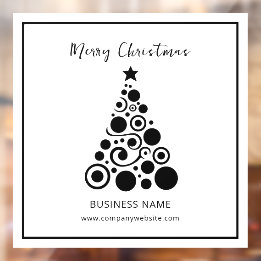 Black and White Christmas Tree Store Window Cling