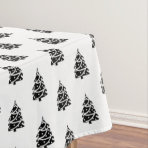 Black and White Christmas Trees Tablecloth