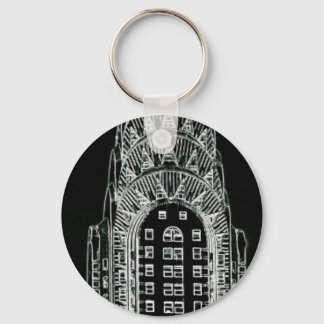 Black and White Chrysler Building Keychain
