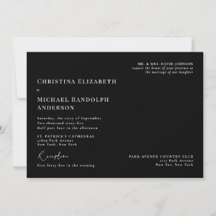 Black and White Church Wedding Two Venue  Invitation