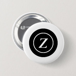 Black and white circle custom initial 2 inch round button