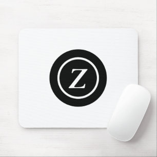Black and white circle custom initial mouse pad