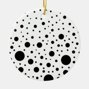 Black and White Circle Design Ceramic Ornament