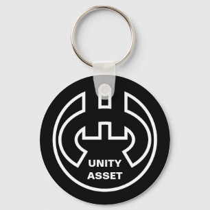 Black and White Circle Euro currency Symbol Keychain