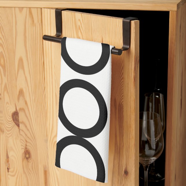 Black and White Circle Geometric  Kitchen Towel (Thirds Fold)