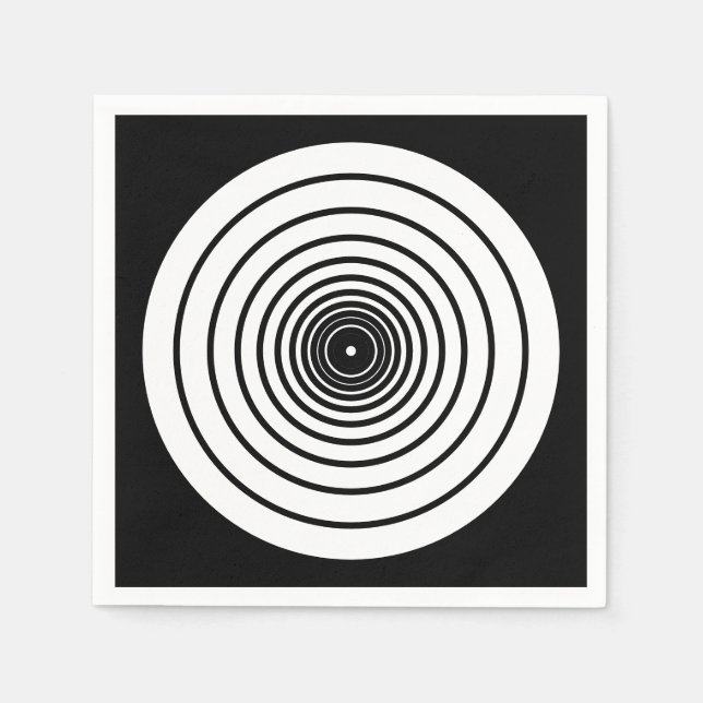 Black and white circle geometric pattern modern napkin (Front)
