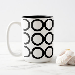 Black and White Circle Geometric  Two-Tone Coffee Mug