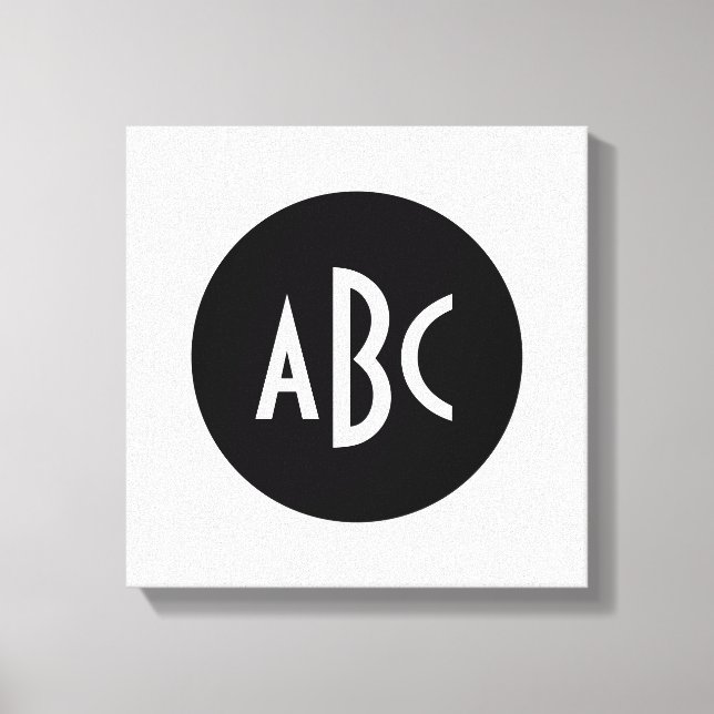Black and White Circle Monogram Canvas Print (Front)