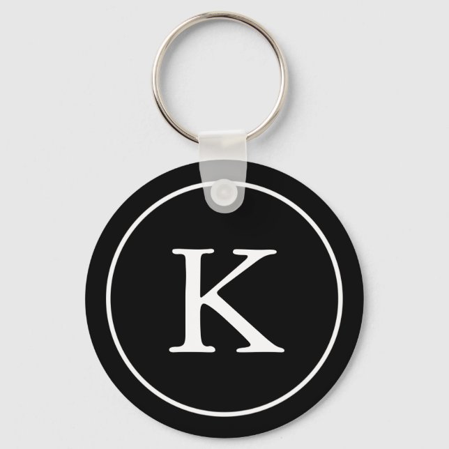 Black and White Circle | Monogram Initial Keychain (Front)