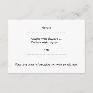 Black and White Circle, Simple Geometric Design. RSVP Card