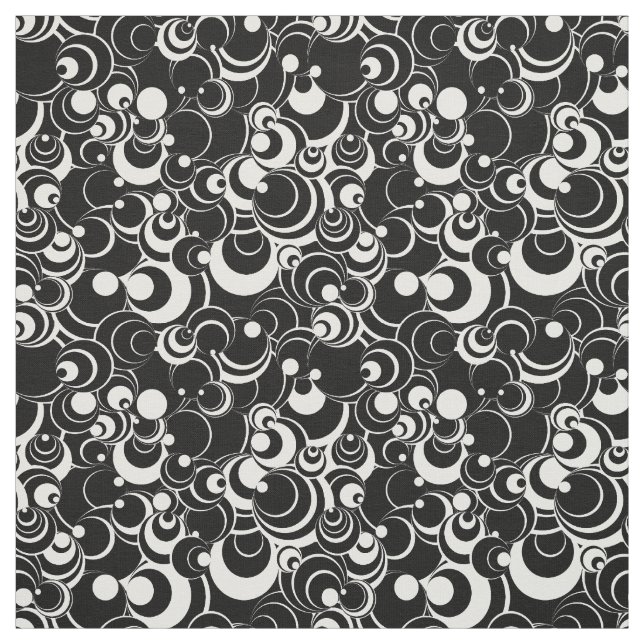 Black and White Circles Abstract Fabric 2 (Swatch)