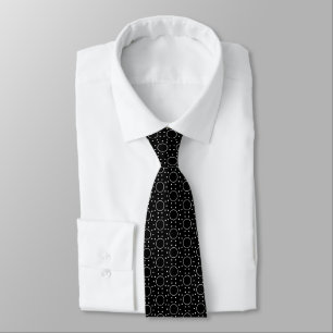 black and white circles and spots tie