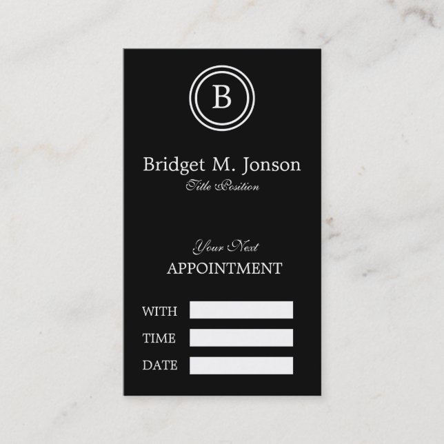 Black And White Circles Appointment Cards (Front)