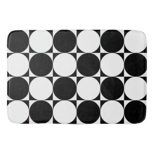 BLACK AND WHITE CIRCLES BATH MAT
