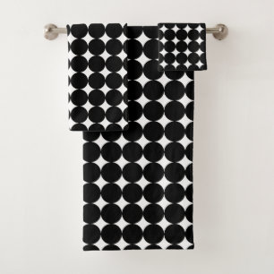 Black and White circles Bath Towel Set