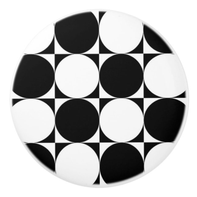 BLACK AND WHITE CIRCLES CERAMIC KNOB (Front)