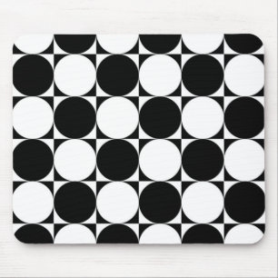 BLACK AND WHITE CIRCLES MOUSE PAD