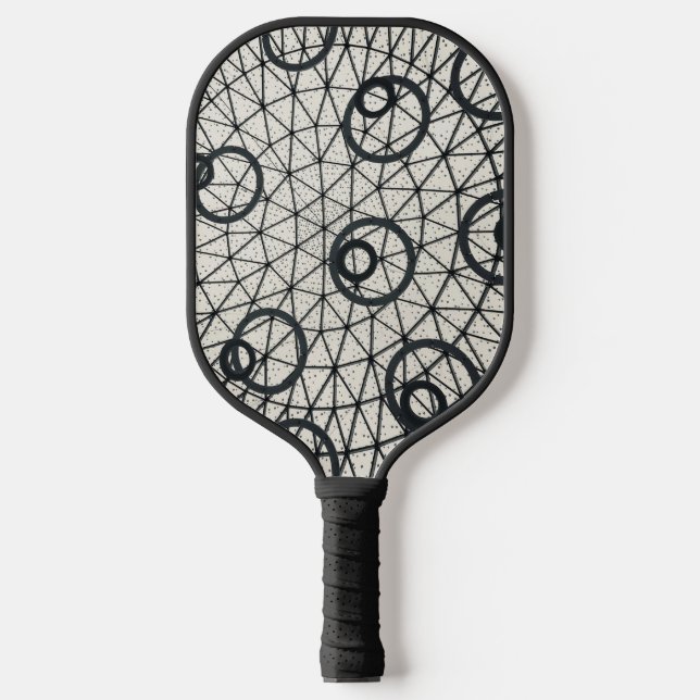 Black and White Circles Pickleball Paddle (Front)