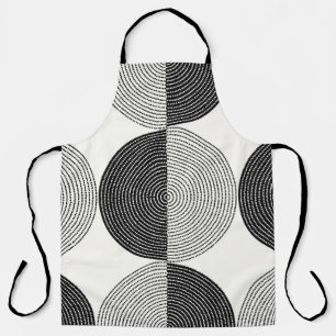 Black and white circles seamless pattern apron
