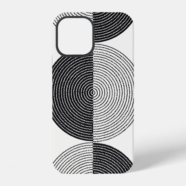 Black and white circles seamless pattern iPhone case (Back)