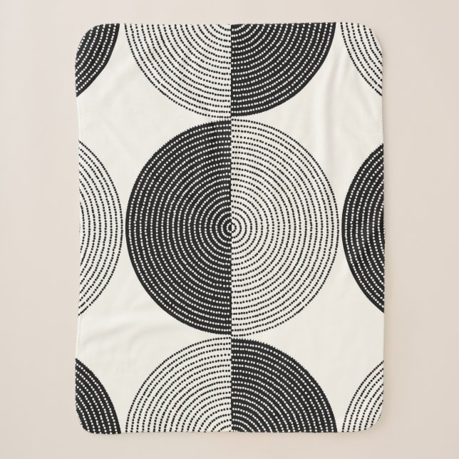 Black and white circles seamless pattern sherpa blanket (Front)
