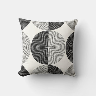 Black and white circles seamless pattern throw pillow