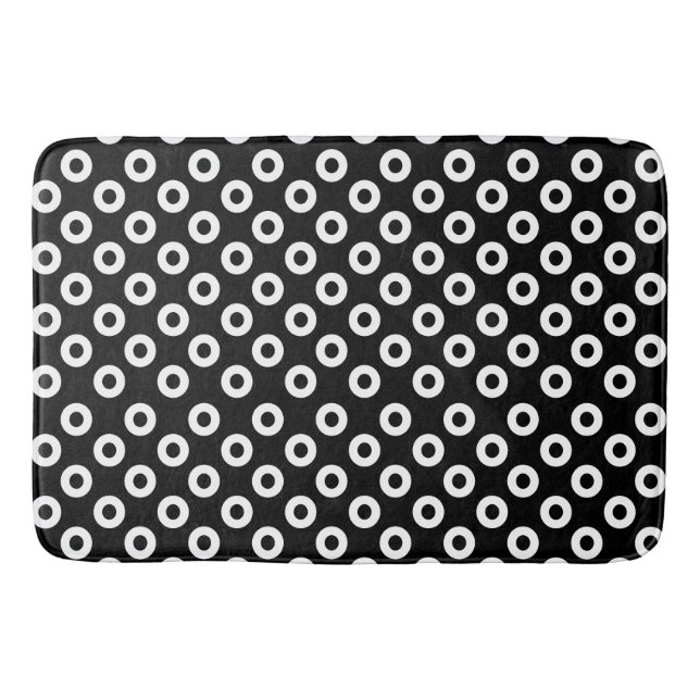 Black and White: Circles with centre: Polka Dot Bath Mat (Front)
