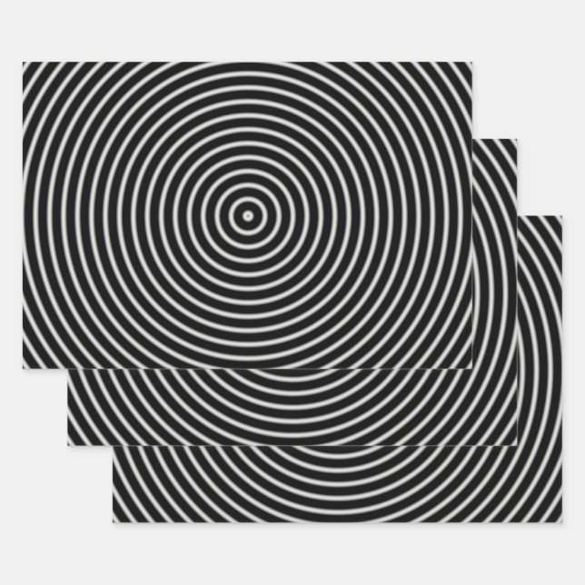 Black And White Circles Wrapping Paper Sheet (Set)