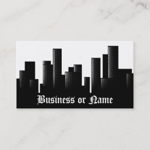 black and white cityscape business card