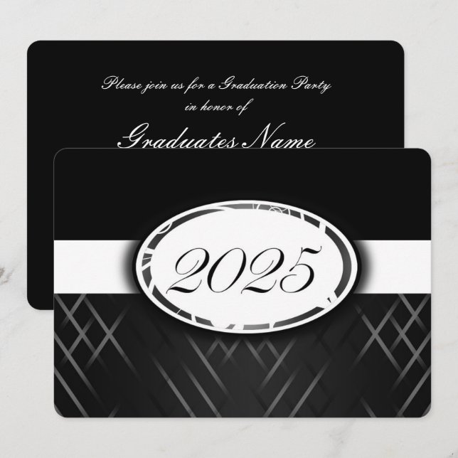 Black and White Class of 2025 Party Invitation (Front/Back)
