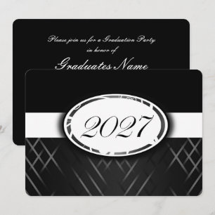 Black and White Class of 2027 Party Invitation