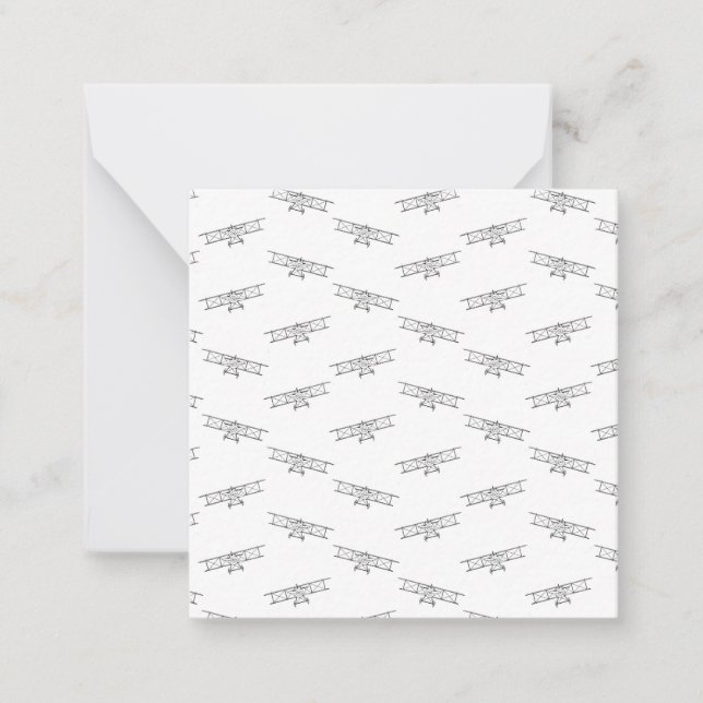 Black and White Classic Airplanes Pattern Planes Card (Front)