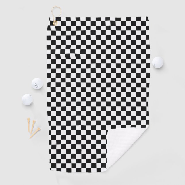 Black and White Classic Checkerboard by STaylor Golf Towel (InSitu)