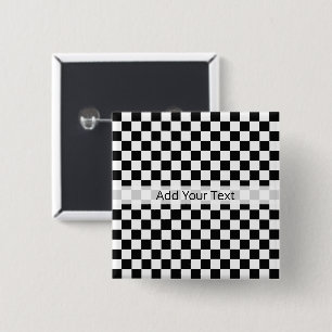 Black and White Classic Chequerboard by STaylor 2 Inch Square Button