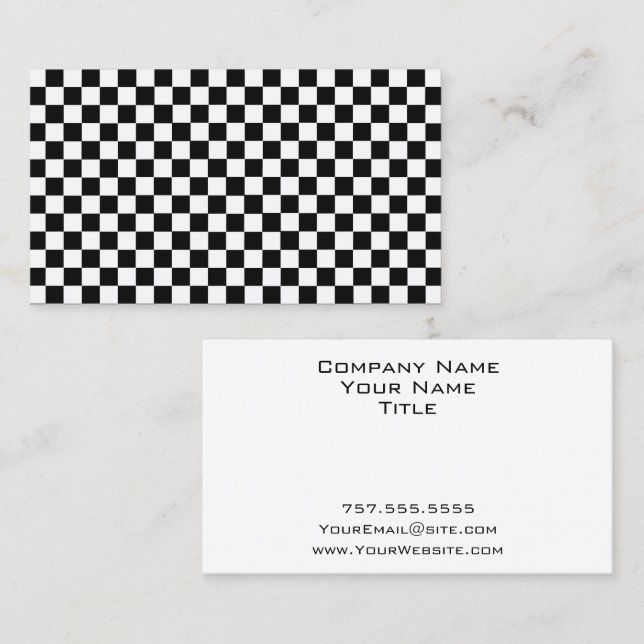 Black and White Classic Chequerboard by STaylor Business Card (Front/Back)