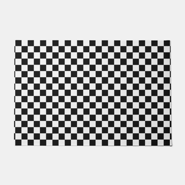 Black And White Classic Chequerboard by STaylor Doormat (Front)