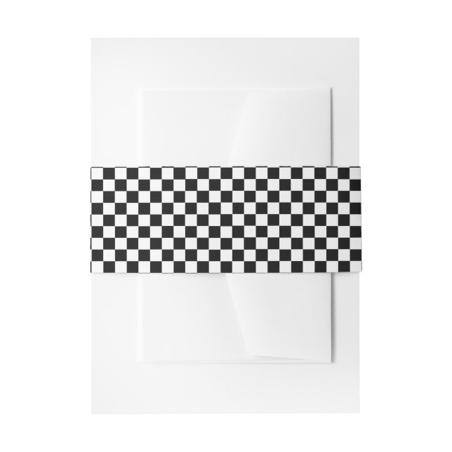 Black and White Classic Chequerboard by STaylor Invitation Belly Band (Front Example)
