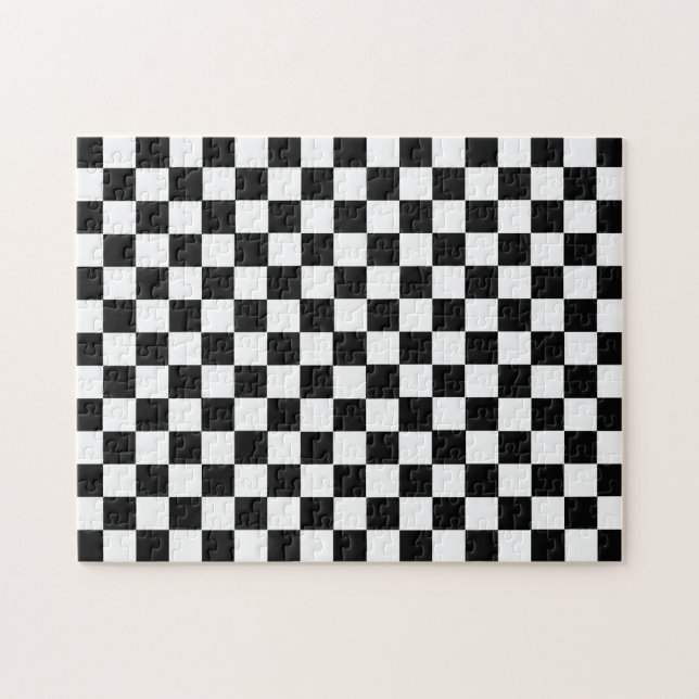 Black and White Classic Chequerboard by STaylor Jigsaw Puzzle (Horizontal)