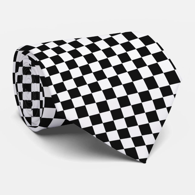 Black And White Classic Chequerboard by STaylor Tie (Rolled)