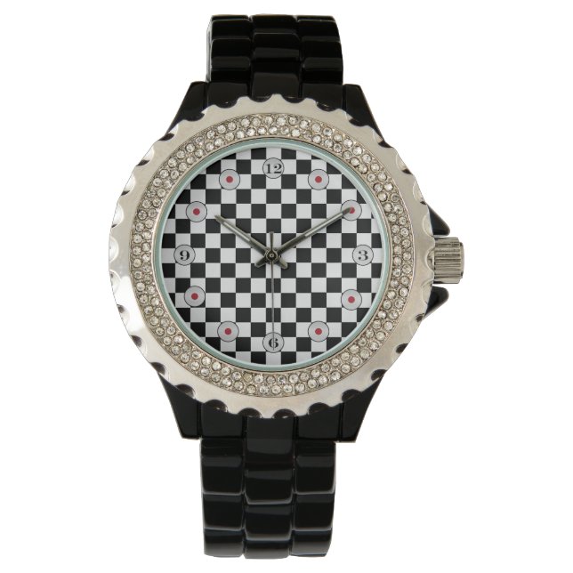 Black and White Classic Chequerboard by STaylor Watch (Front)